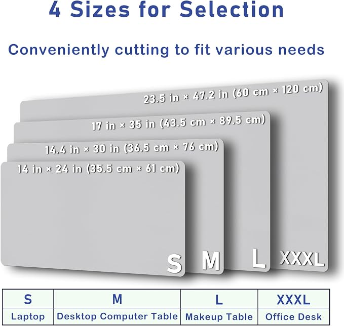 Boutilon Leather Desk Pad Protector,Non-Slip Mouse Pad,Laptop Desk Pad,Office Mouse Mat,Waterproof Leather Desk Blotter,Desk Writing Pad for Office and Home (XXXL-Grey,47"x 24")
