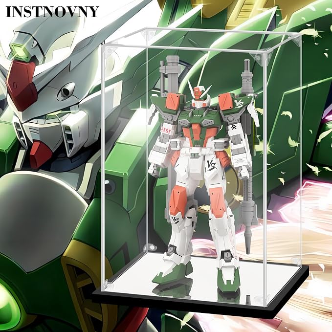 Acrylic Display Case for Collectibles Assemble Acrylic Display Box for Robot Gundam Model Clear Acrylic Case for Display Toys Memoribilia Action Figures(Black,13.8*9.8*21.7 inch)