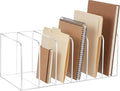 Suzile Clear Acrylic Magazine File Holder with Vertical Compartments Desk Organizer Book Rack for Desk Sorter Paper Folder Office Accessories (Classic,10.5 x 6.9 x 6.3 Inch)