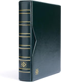 LIGHTHOUSE - Vario Classic Binder - 4-Ring Binder with Padded Leatherette Cover and Slipcase for up to 50 Sheets - Green