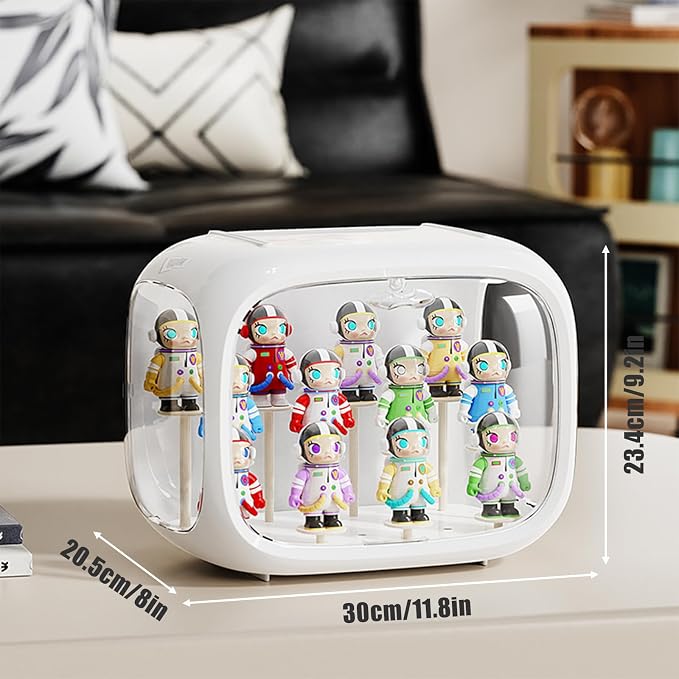 Display case for Plush Doll, Upgrade Large-Sized Display Box for 6.7in Dolls Clear Acrylic Display Box with Door Dust and Moisture Proof Suitable for Lego Collectibles Action Figures Pop Mart