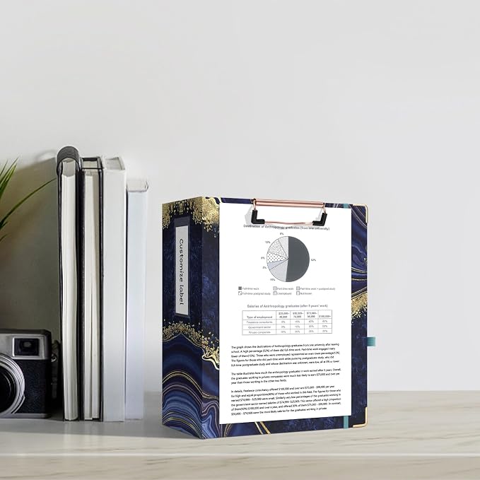 Ospelelf Mini 3-Ring Binder, 2-Inch, Cute for 5.5" x 8.5" with 5 Tab Dividers, File Folder Labels and Low Profile Clipboards, Blue Marble for School and Office