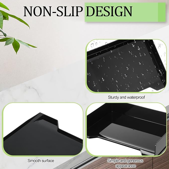 DoubleFill 2 Pcs Stackable Letter Tray Rectangular Plastic Desk Organizer 13 x 9.5 x 2.6 in Paper Holder File Tray Accessories Rack for Desktop Office Desk Drawers (Black)