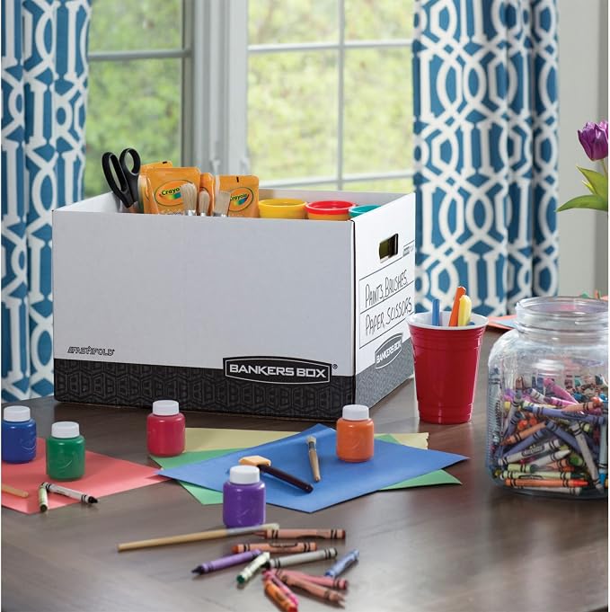 Bankers Box 12-Pack R-Kive Heavy Duty File Storage Boxes with Lids, FastFold Assembly, Letter/Legal, (00724)