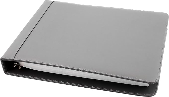 2Fold Business Check Binder 7 Ring for 3-Up Business Size Checks with Extra Business Card Case - PU Leather Deluxe 7 Ring Checkbook Binder Portfolio with 600 Check Capacity and Storage