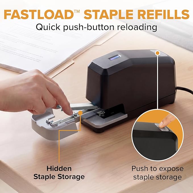 Bostitch Office Impulse Heavy Duty Electric Stapler Value Pack, 45 Sheet Capacity, Includes 5,000 Staples, No-Jam, Faster Stapling, Silver