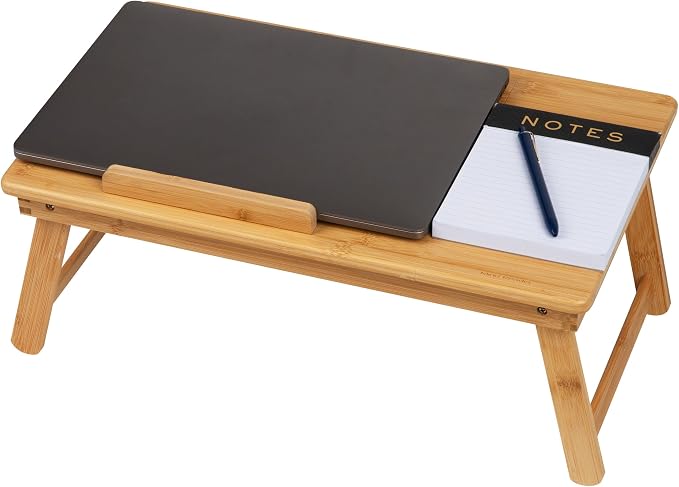 Mind Reader Lap Desk, Laptop Stand with Folding Legs for Bed Dorm Room and Home Office, Rayon From Bamboo, Brown