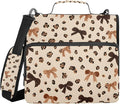3 Ring Zipper Binder with Shoulder Strap Leopard Print Bow Pattern 1.5 inch Binders Keeper Large Capacity Multi Pockets for School Office Supplies