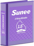 SUNEE 3 Ring Binder 1.5 Inch D Ring, Clear View Binder Three Ring PVC-Free (Fit 8.5x11 Inches) for School or Office Supplies, Dark Purple, 1 Pack