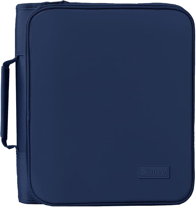 SUNEE Zippered Binder Bag with Handle, 2-Inch 3-Ring O-Ring, 500-Sheet Capacity, Includes Zip Pocket, 5-Tab Expanding File Folder, Multi-Pocket Organizer Binder for Middle School, Navy