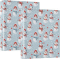 Snowman Pattern on Colored Background 3 Ring Binder 1.5" Decorative D-Ring Binder with Clipboard&3 Clear Pockets, Holds 200 Sheets A4 Size Paper Waterproof Binders for School Home Office|2 Pack