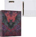 Gothic Bats Rose 3 Round Ring Binders | 1.5 Inch Binder with Clipboard, PVC Pockets, Work Organizer, Holds 200 Sheets for School Office 1 Pack