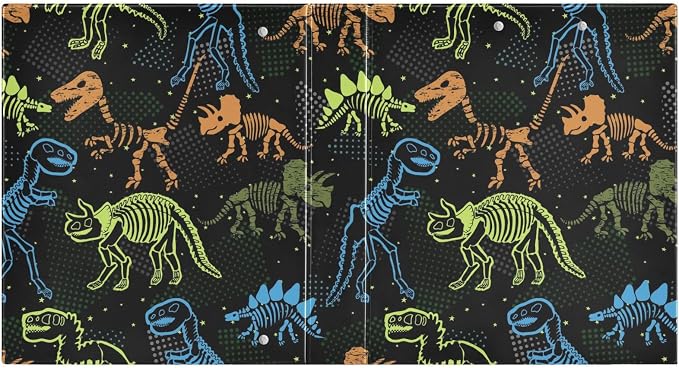 Dinosaur Skeleton Decorative 3 Ring Binder 1.5 Inch Large View Binders with Pockets File Organizer for Office College School, 2 Pack