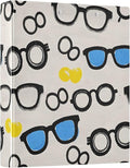 3 Ring Binder Glasses Summer Pattern 1.5 inch Binders Three Ring Binders with Clipboard Fit 8.5'' x 11'' Paper 3 Interior PVC Clear Pockets for Office Supplies