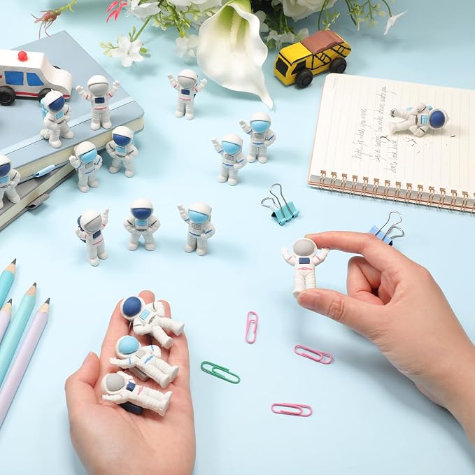 Resurhang 48 Pcs Space Themed Erasers Astronaut Figurines Eraser