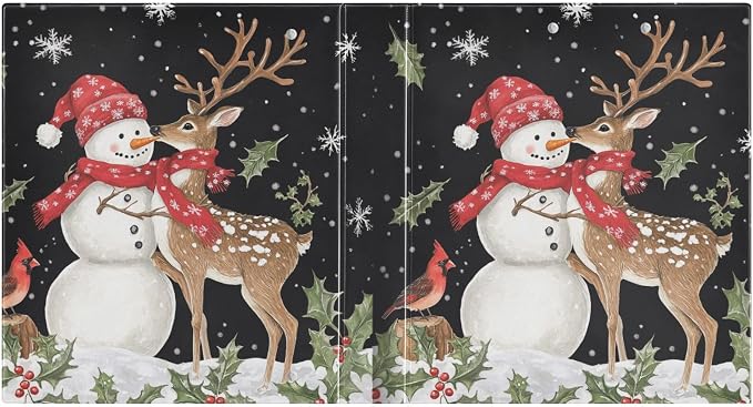 Cute Winter Snowman Deer Red Bird 3 Ring Binder 1.5" Decorative D-Ring Binder with Clipboard&3 Clear Pockets, Holds 200 Sheets A4 Size Paper Waterproof Binders for School Home Office