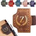 Personalized Bygone Mark Bookmark with Pen Holder, Leather Magnetic Bookmark 26 Letters,Gifts for Book Lovers, Readers, Leather Book Marks for Men Women (Brown, Z)
