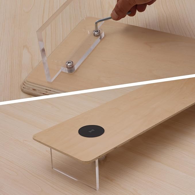SUIBIAN White Monitor Stand Riser with Wireless Charging 31.5Inch Large, Computer Monitor Stand,Wooden Desktop Organizer Shelf for Office Desk Computer,Laptop,TV (White Oak)