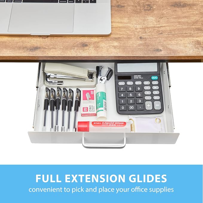 Gome Under Desk Pull-Out Drawer - Storage Organizer Office Mounted, Easy Slide-Out Pencil Drawer for Saving Space, Ideal for Sit-Stand Workstation (For 1.2" Support Bar Under Desk)