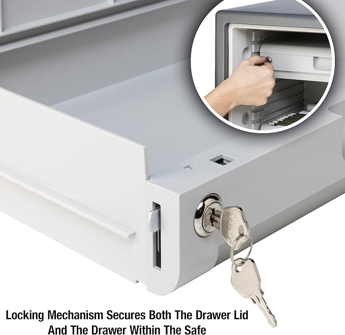 SentrySafe Plastic White Locking Drawer for SFW205 Fireproof and Waterproof Safes, Multi-Positional Shelf Accessory for Floor Safes, 915