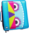Case-it Z Shape Zipper Binder | Dual 1.5" D-Rings | 500-Sheet | Z-176-ME | Z Shape, Two Binders in One, Double-Sided, Multiple Pockets, Shoulder Strap, Monster Design, School & Office
