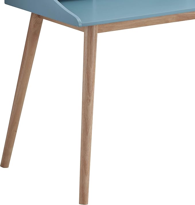 Roskilde Mid-Century Modern Wood Writing Desk with Hutch, Blue