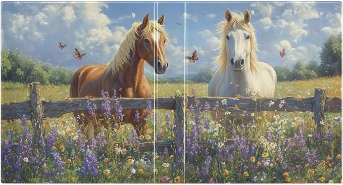 Horse Lavender White 3 Ring Binder with 2 Interior Pockets 1.5 inch Binders 3 Ring Heavy Duty Fit 8.5" x 11" Letter Size for Office School, 2 Pack