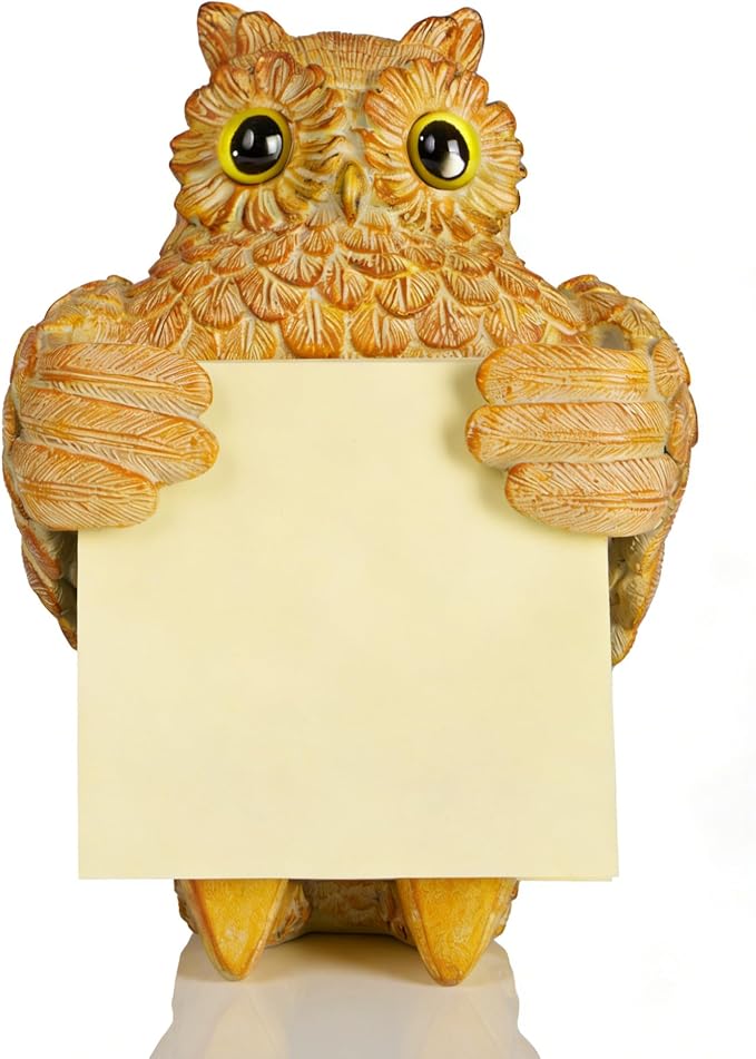 Owl Pop-Up Sticky Note Dispenser for 3 x 3 in Notes, Light Yellow | Includes 100 sheets, handmade resin desk decor for office, home or classroom; gift for teacher, coworkers and owl lovers