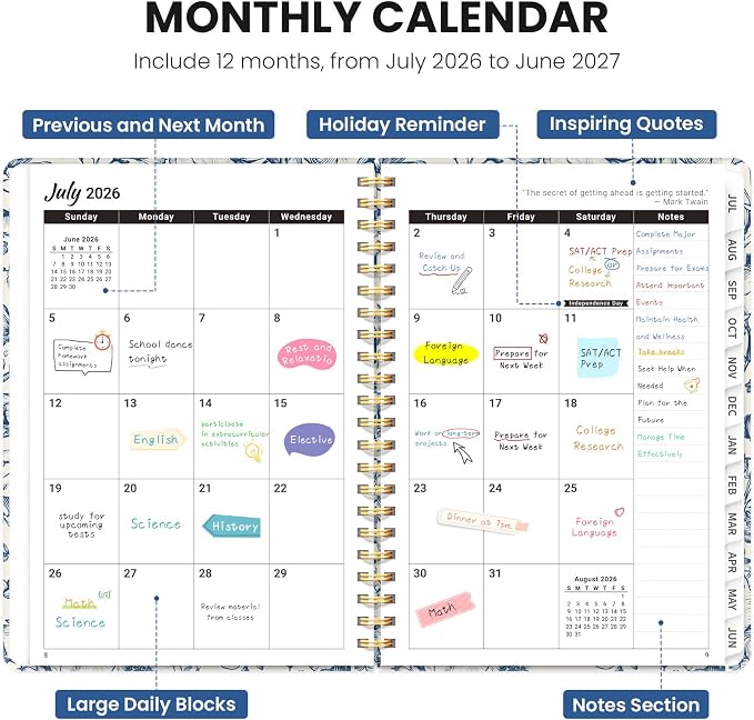 ZOTIA Planner 2026-2027 Weekly & Monthly Calendar Planner Jul 2026-Jun 2027
