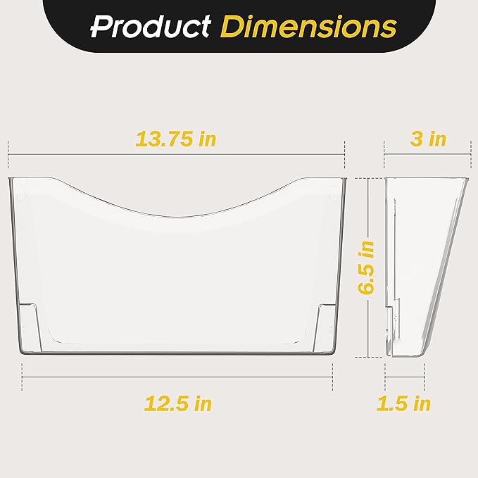 Kuntine.B 6 Pack Clear Single Pocket File Holder Hanging Wall Organizer, Wall Mount Mails Magazines Organizer for Office and Home