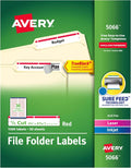 Avery TrueBlock File Folder Labels, 2/3" x 3-7/16", White/Red, 5 Packs, 7,500 Printable Labels Total (5066)
