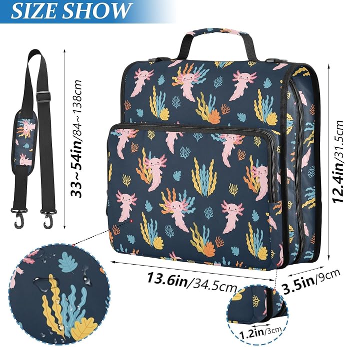 Zipper Binder Bag 3 Ring File Folder Portfolio Organizer Zippered Binder Bags with Strap Fits Laptop Women Men