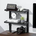 2-Tier Desk Shelf | Desk Organization Expandable Clamp on Desk Shelf Desktop Accessories for Offices and Game Rooms (Black)