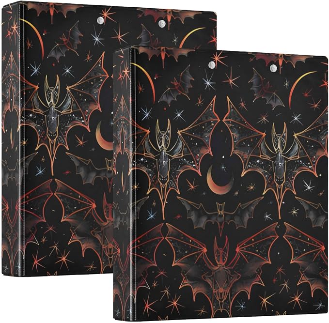 3 Ring Binder, Goth Bat Star File Folder Holds 200 Sheets File Storage for Women Men School Office Supplie