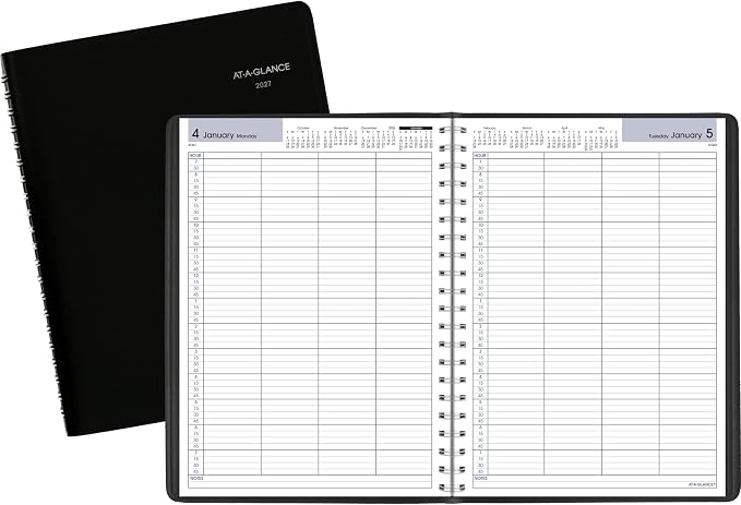 AT-A-GLANCE 2027 Appointment Book Planner, Daily Group Planner, 8" x 11", Four Person, Quarter-Hour, DayMinder, Black (G5600027)