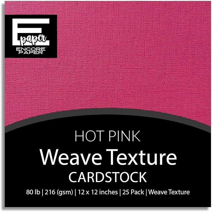 Hot Pink—12x12 Textured Cardstock | 80lb Textured Pink Scrapbook Paper | Premium Cardstock for Cricut Cutting | 25 Sheets