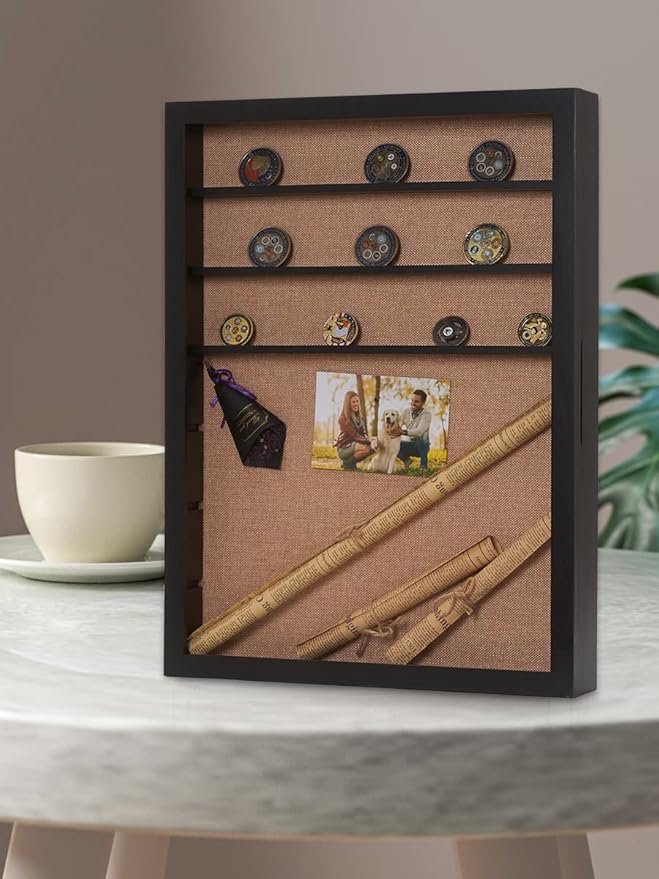 18x24 Shadow Box with Shelves and Hinged Door, Extra Large Shadow Boxes Display Cases with Movable Shelves for Coins Medals Bouquet Figures Miniatures-Black | Wood; 18x24-Inch Display; 6 Removable Shelves; Hinged Door; Wall-Mount or Tabletop; For Coins...