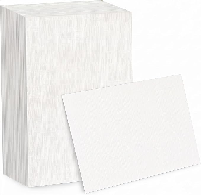 100 Sheets Linen Textured Cardstock Paper for Printing 5x7 Inch | 300 gsm/110 lb Cardstock, Thick but Printer-Friendly Card Stock for Wedding Baby Shower Invitations and Business Name Cards