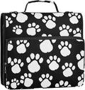 White Black Paws Print 3 Ring Binder Bag 1.5 inch Binder Organizer with Zipper Shoulder Strap 500 Sheet Documents Storage for School Office