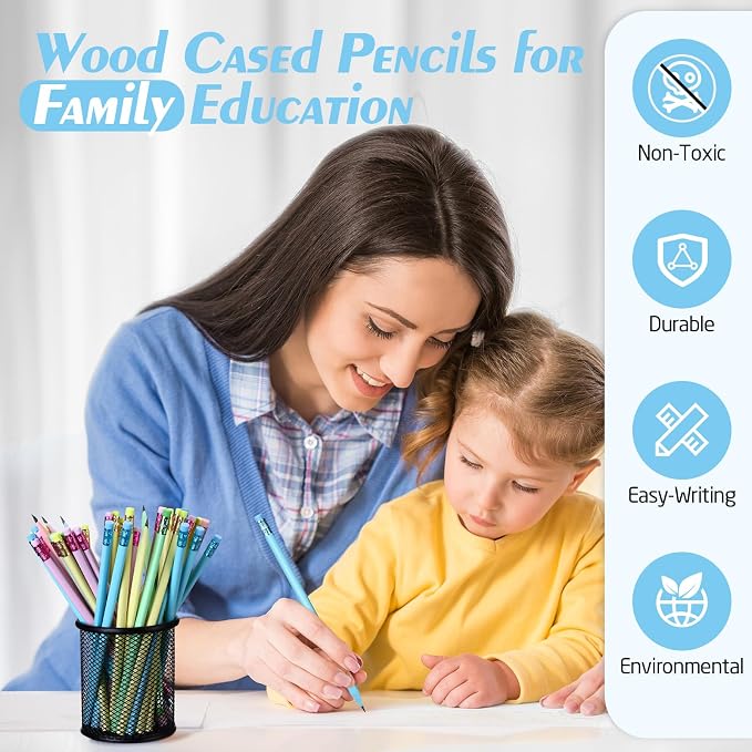 Cholemy 120 Pcs Welcome Back to School Gifts Colorful #2 HB Pencils Bulk with Top Eraser Unsharpened Decorative Pencils for Students First Day of Schools Classrooms Reward(Colorful,Pastel)