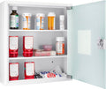 Barska Wall Mount Medical Security Cabinet with Key Lock – Standard Size, Includes Magnetic Erase Pad for Medications, First Aid, or Supplies - Medicine Cabinet Organizer - Medicine Storage Glass