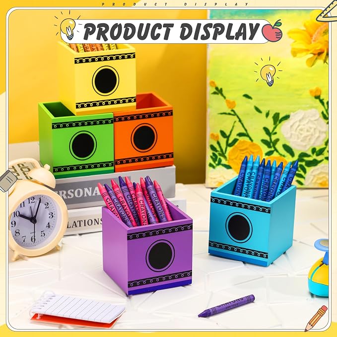10 Pcs Crayon Organizer Crayon Holder Wooden Colored Pen Holder Dispenser Marker Storage for Back to School for Classroom School Art Supplies(3.2x 3.2x3.2in)