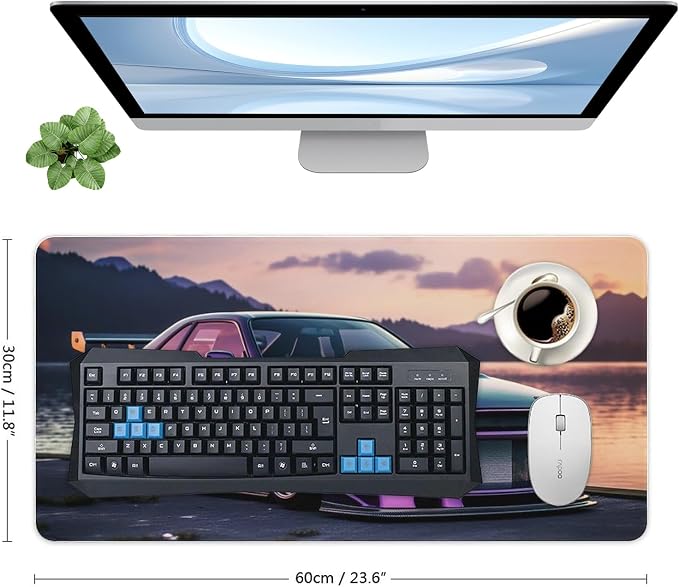 JDM Car R34 Large Mouse Pad Japanese Car Purple Sea Cool Desk Mat Computer Accessories Gaming Office Organizers Supplies Decor Essentials Keyboard Pads for Desk Rubber 30x60cm