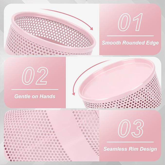 Segarty Pen Holder, 12 Pack Pink Pencil Holder, 3.3 x 3.9 inch Pens Cups, Round Metal Pencils Container Desktop Organizer for Office Supplies, School Classroom, Makeup Brush
