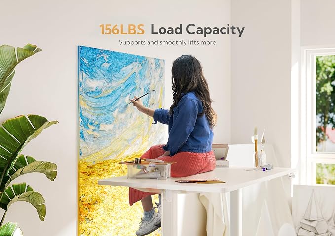 Claiks Electric Height Adjustable Standing Desk, 32x19 Inch, White | Smooth Height Adjustment, 3 Memory Presets, Cable management hub & hook, Stable Steel Frame, 156 lbs Capacity, Easy Assembly