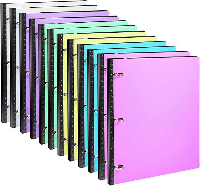 WOT I 12-Pack Telescoping 3 Ring Binder(0.75"), Expandable Flexible Binder - Patented Design for Easy Portability, Holds 8.5"x11" Paper, Perfect for School, Office&Home Organization(Assorted Pastels)