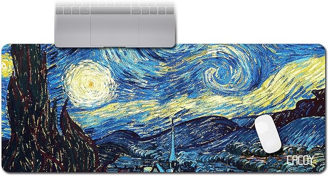 Cacoy Gaming Mouse Pad, 40"x16" Large Non-Slip Rubber Base Mousepad, XXL Extended Keyboard Mouse Mat, Stitched Edges Office Desk Pad, Mouse Pad for Full Desk, Computer Keyboard Mouse Mat, Starry Night
