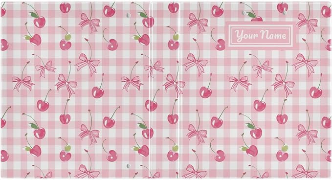 Custom Bow and Cherry 3 Personalized Round Ring Binders | 1.5 Inch Binder with Clipboard, PVC Pockets, Work Organizer, Holds 200 Sheets for School Office 1 Pack