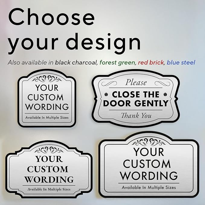 Custom Outdoor Signs - Personalized Aluminum - Waterproof Made in USA - Design 3 Metallic Silver 24x24 In