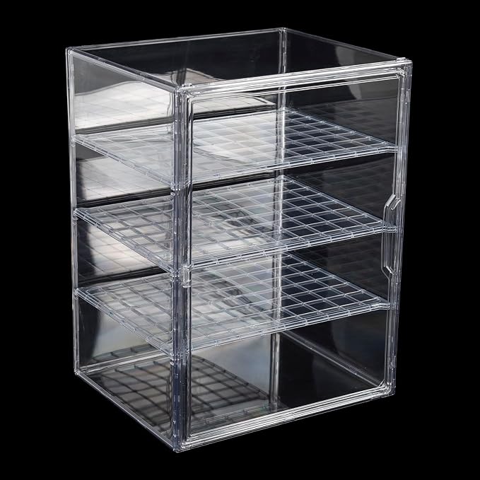 4-Tier Transparent Storage Organizer,11.81x9.84x15.75 inches | Clear Acrylic Display Case, Dustproof Protection for Figures and Collectibles,Magnetic Door